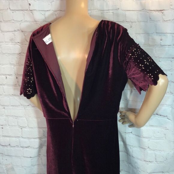 Vintage KC Spencer Dark Red Velvet Dress - Picture 7 of 10